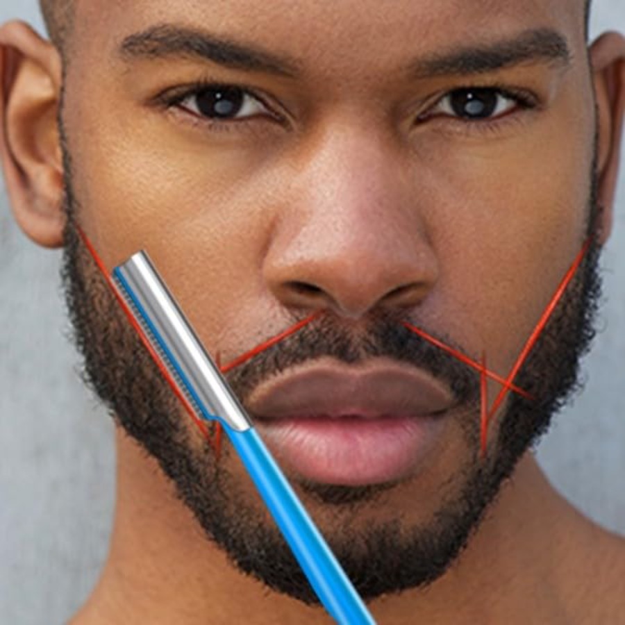 Beard Shaping Razor Tool Musta - Men'S Grooming Eyebrow Shape 评论和价格