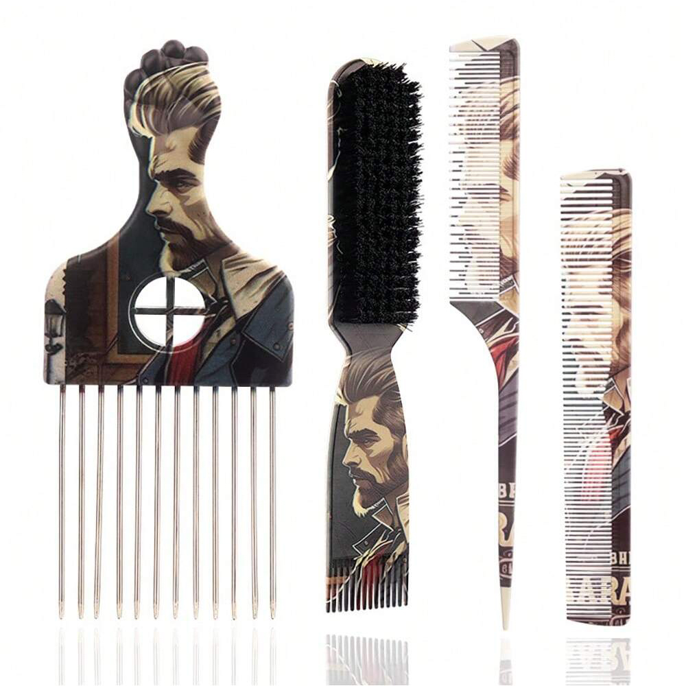 4Pcs Retro Hair Styling Set Be - Shaving Brush Set 评论和价格